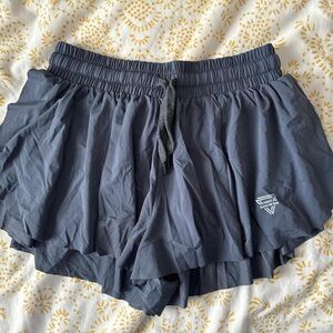 Gray flowy ruffle running athletic shorts